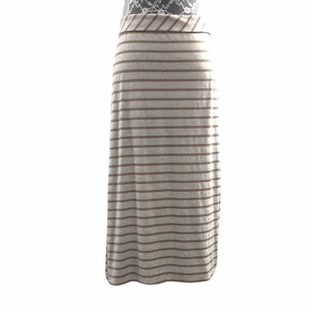 Lucy Gray Tan Stripe Midi Skirt Athletic Womens XL Stretch Summer